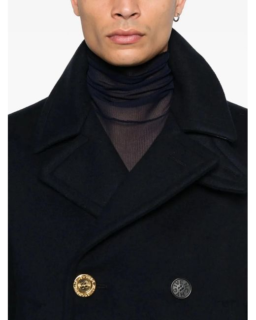 Givenchy Blue Wool Caban Coat for men