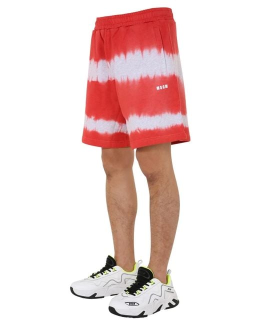 MSGM Red Bermuda With Drawstring for men