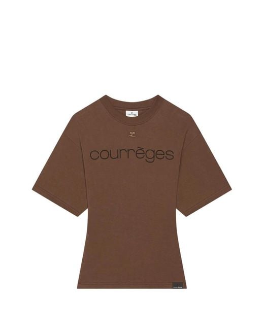 Courreges Brown Courregès Brick/ Cotton Tshirt With Logo