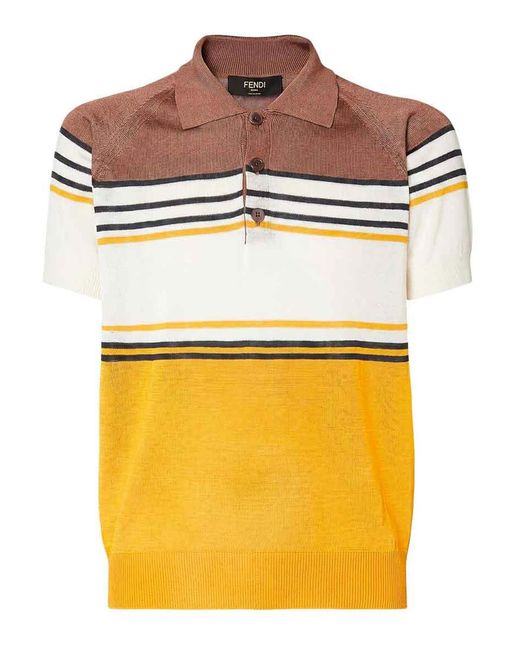 Fendi Orange Polo Maxi Stripes for men