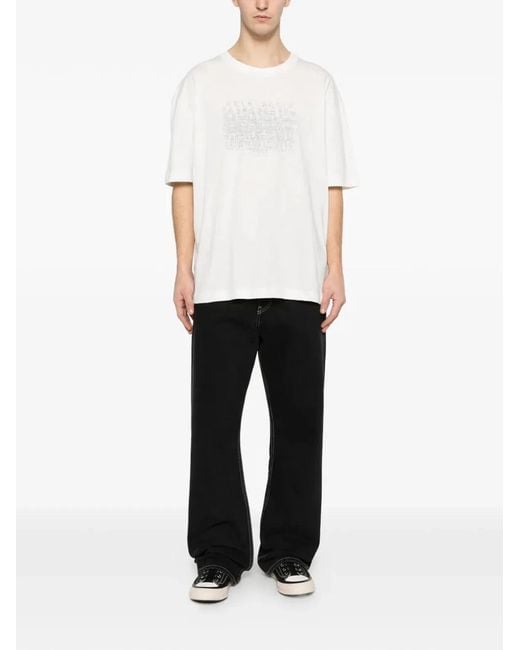 Maison Margiela White Graphic-Print Cotton T-Shirt for men