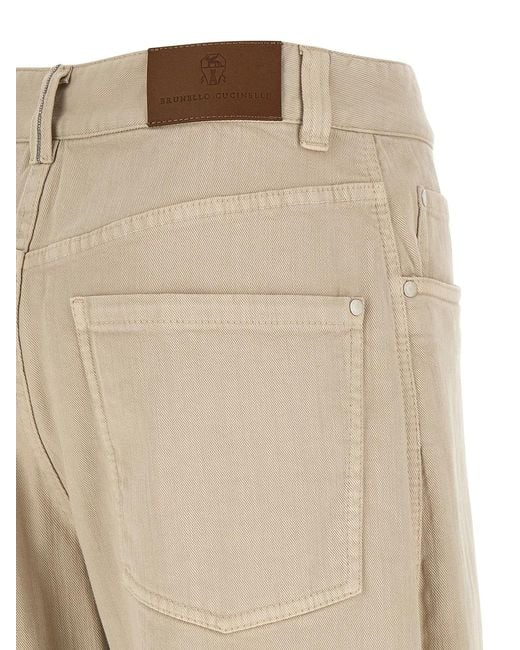 Brunello Cucinelli Natural Garment-Dyed Jeans
