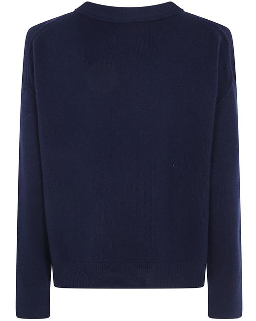 Mrz Blue Cropped Oversized Round Neck Sweater