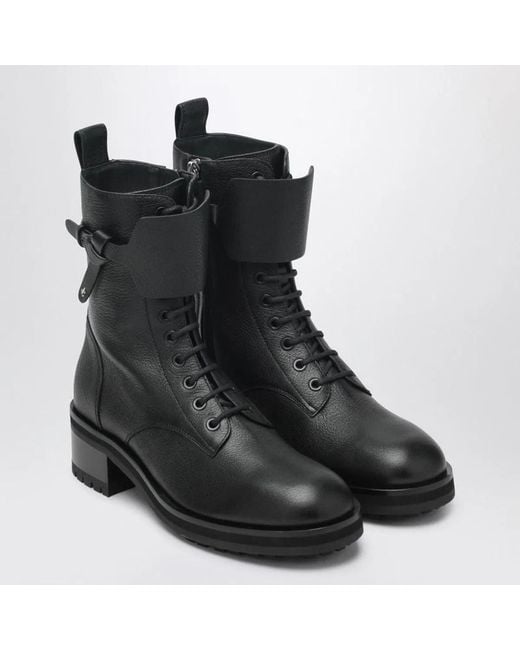 Jimmy Choo Black Rosabel Flat Leather Ankle Boots