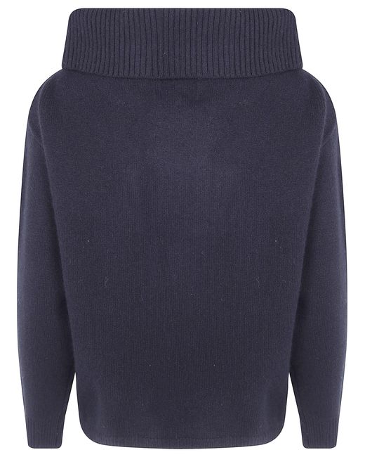 Loulou de Saison Blue "Sibyl" Off-Shoulder Sweater