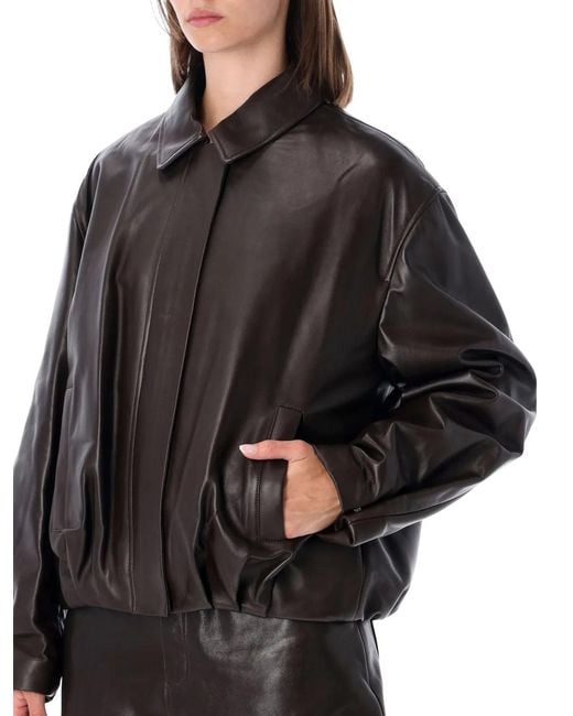 Arma Black Melis Leather Bomber Jacket