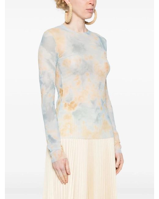 Erika Cavallini Semi Couture Blue Long Sleeve Printed T-Shirt