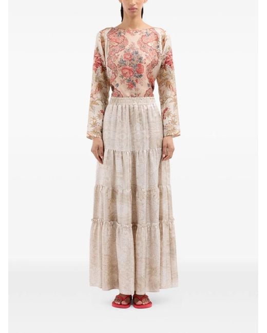 Pierre Louis Mascia Natural Silk Long Skirt