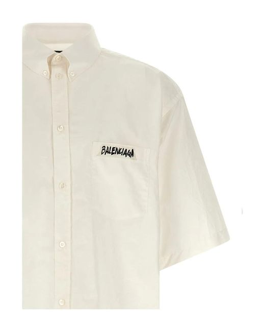 Balenciaga White Poplin Oversize Shirt for men