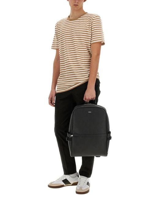 Boss Natural Striped T Shirt for men