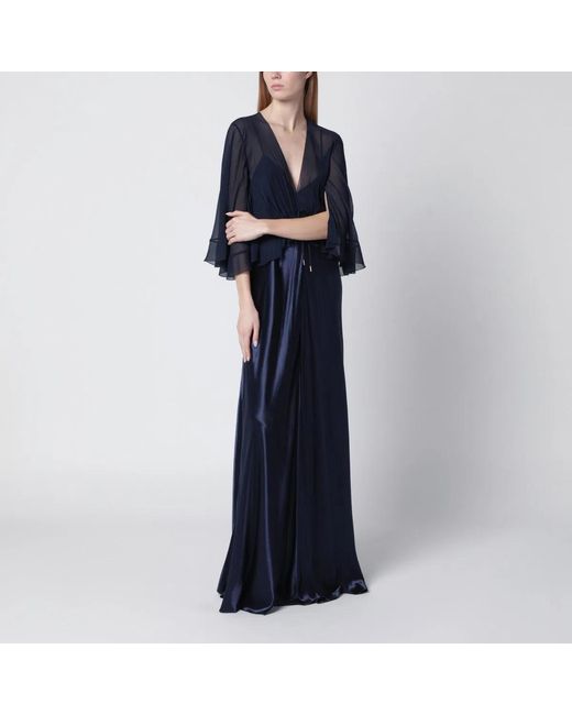 Alberta Ferretti Blue Long Semi-Transparent Dress