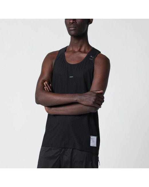 Satisfy Black Breathable Space-O Tank Top for men