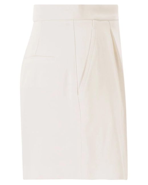 Elisabetta Franchi White Gabardine Shorts With Jewelled Logo