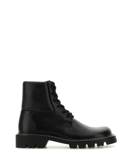 Loewe Black Leather Sierra Ankle Boots for men