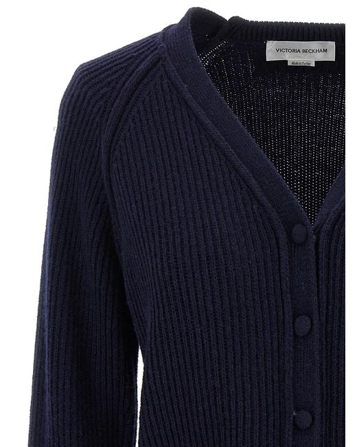 Victoria Beckham Blue 'Stepped Hem' Cardigan