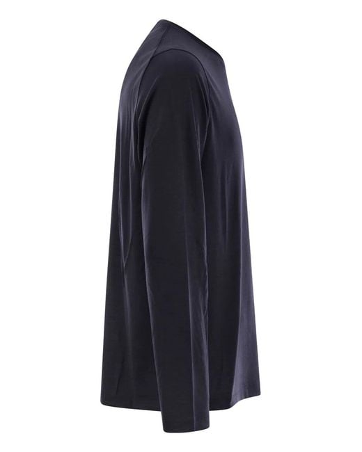 Herno Blue Wool Jersey T-Shirt for men