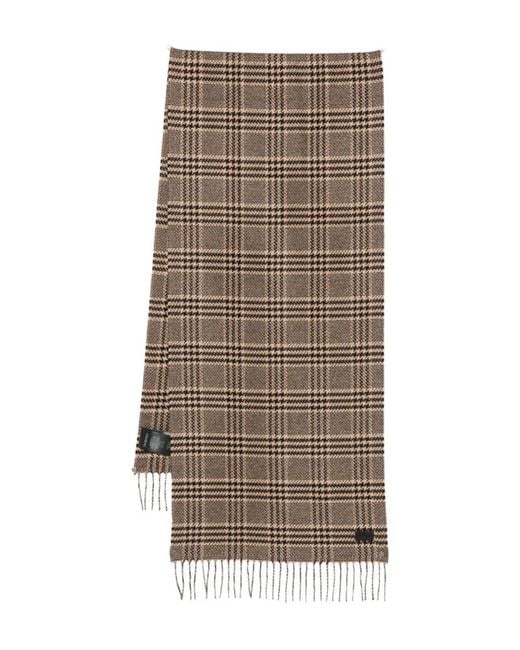 Saint Laurent Brown Prince Of Wales Pattern Silk Scarf for men