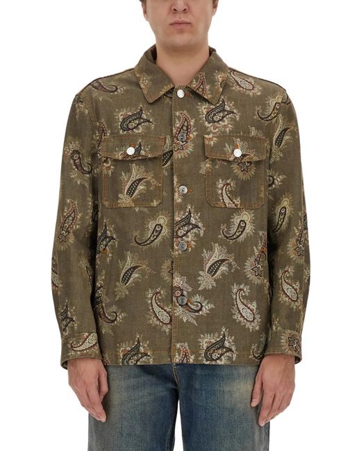Etro Brown Paisley Print Shirt for men