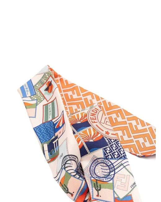 Fendi White Printed Silk Bandeau