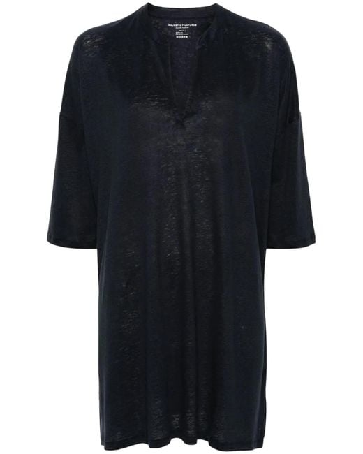 Majestic Black Linen Blend Tunic Dress