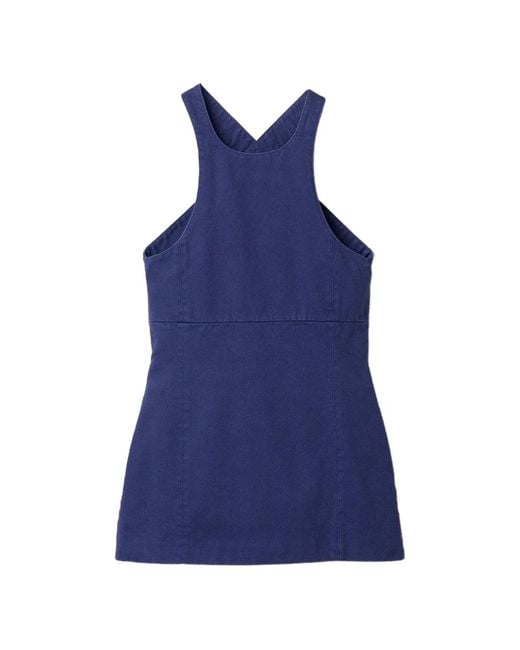 Miu Miu Blue Backless Logo Mini Dress
