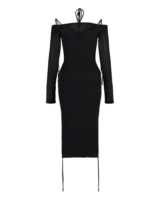 ANDREADAMO Black Andreadamo Ribbed Knit Dress