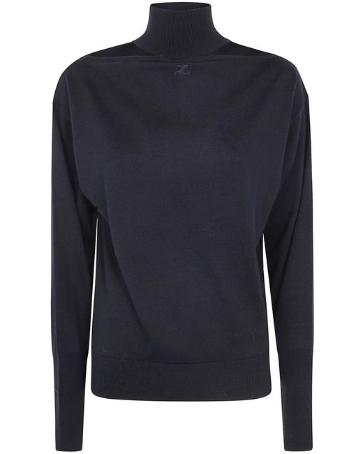 Courreges Blue Courregès Merinos Wool Cut Out Sweater