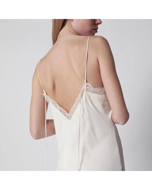 Rohe White Silk And Lace Slip Dress