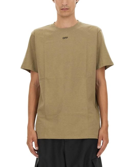 Off-White c/o Virgil Abloh Green T Shirt With Arrow Embroidery for men