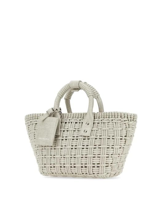 Balenciaga Metallic Sand Raffia Bistro Xs Handbag