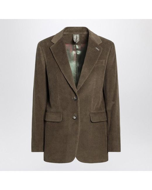 Max Mara Green Ribbed Single-Breasted Jacket
