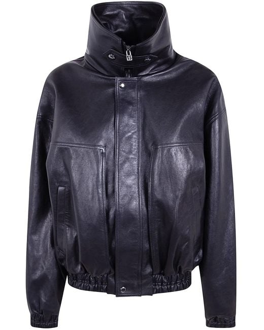 Magda Butrym Black Leather Aviator Jacket