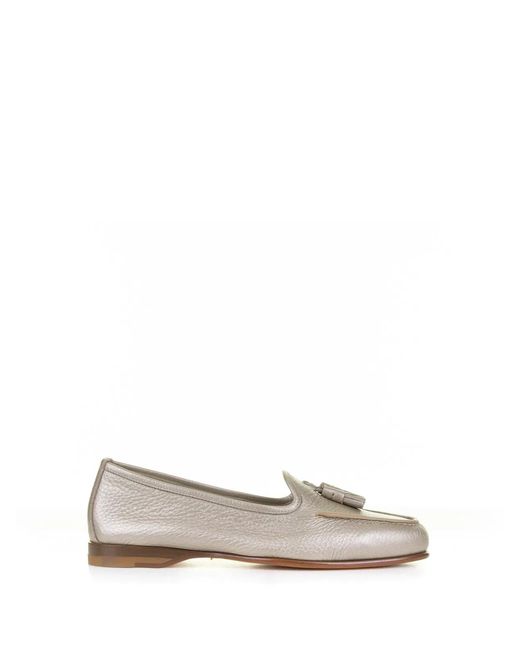 Santoni White Leather Moccasin With Tassels