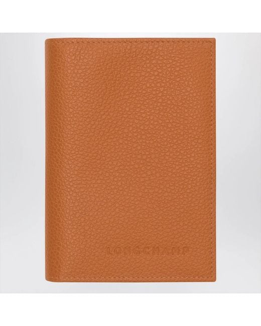 Longchamp Brown Le Foulonné Amber-Coloured Passport Case