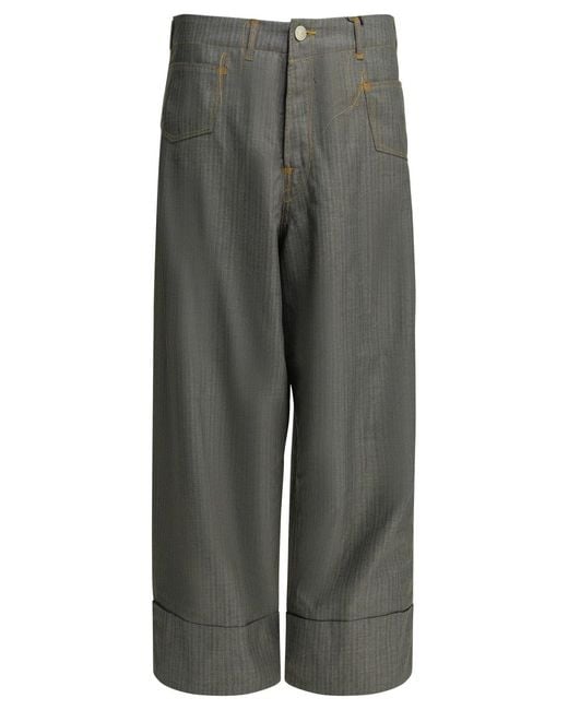 Junya Watanabe Gray Casual Pinstripe Pants for men