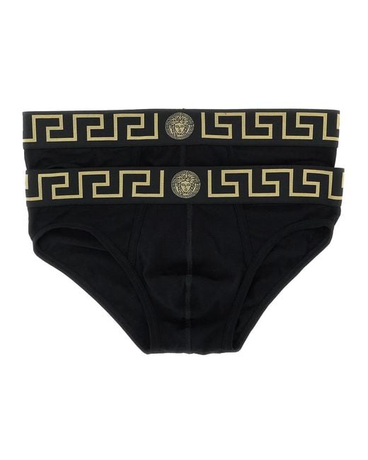 Versace Black 'Greca' 2-Pack Briefs Set for men