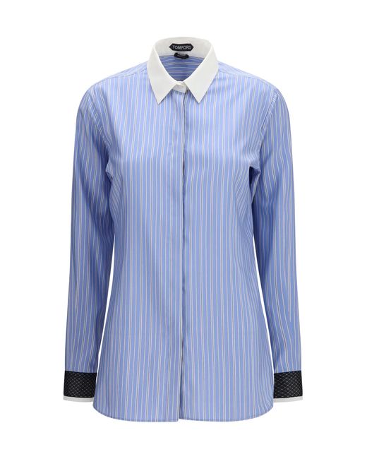 Tom Ford Blue Striped Jacquard Shirt