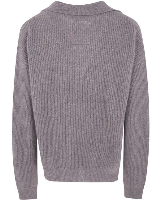 Uma Wang Gray "Raccoon" Long Sleeves Polo for men