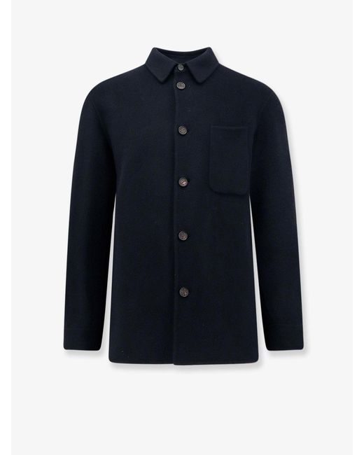 Hevò Blue Bari Wool Coat for men