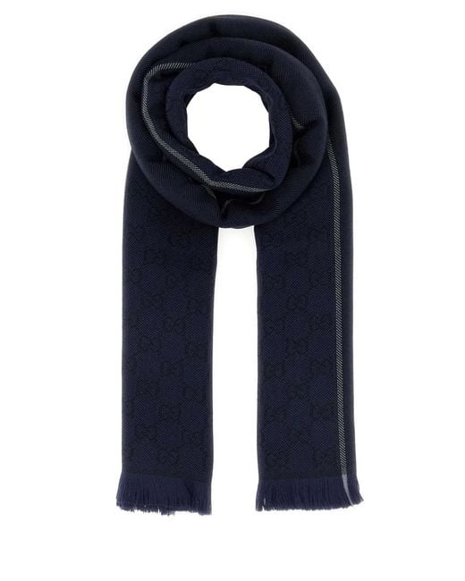 Gucci Blue Midnight Wool Scarf for men