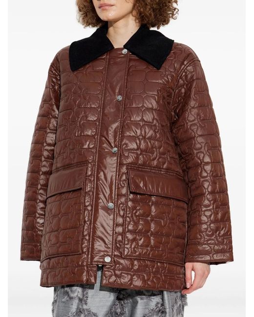Ganni Brown Giacca Midi Trapuntata