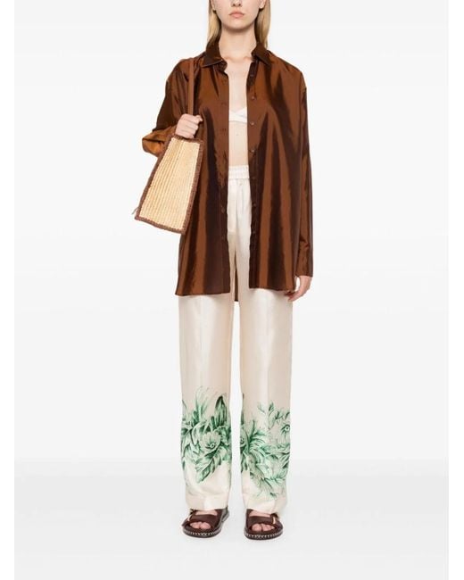 F.R.S For Restless Sleepers White Silk Printed Trousers