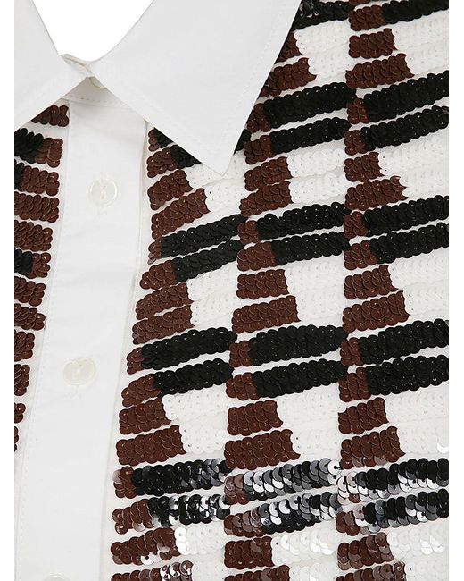 P.A.R.O.S.H. White Sequin Embellished Shirt