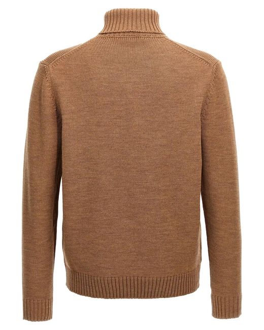 Zanone Brown Turtle-Neck Sweater for men