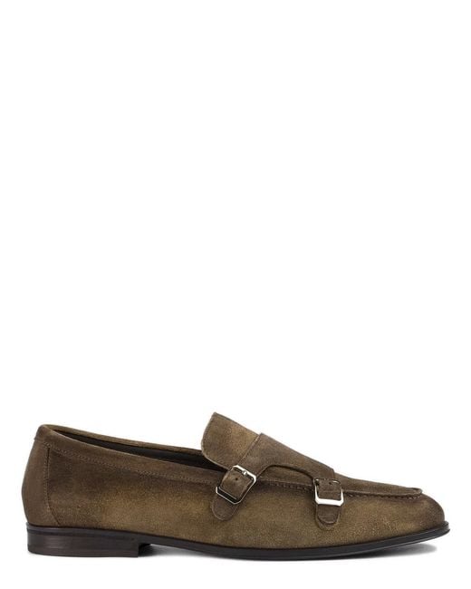 Doucal's Brown Suede Double Buckle Loafer for men