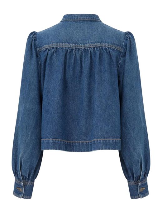 Chloé Blue Solid Mandarin Collar Jacket