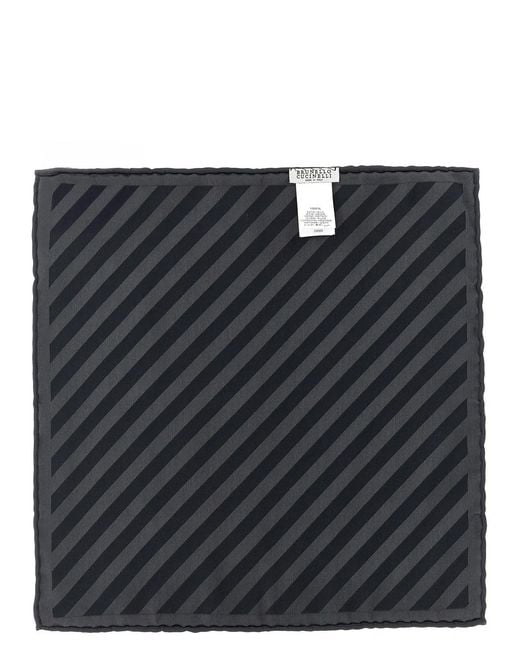 Brunello Cucinelli Black Regimental Pocket Clutch for men