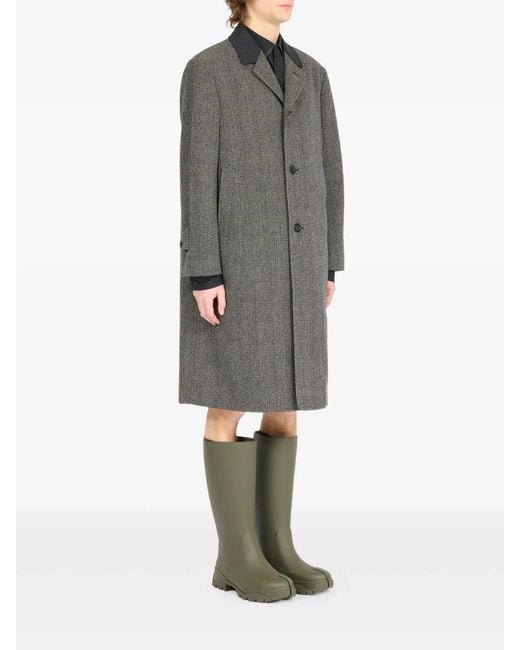 Maison Margiela Gray Virgin Wool Polyamide Nylon Coat for men