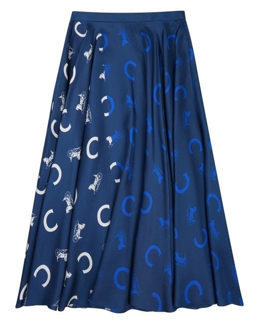 Céline Blue 100% Silk Twill Mini Skirt