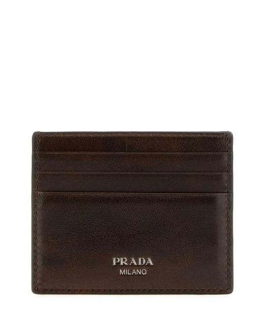 Prada Brown Chocolate Leather Card Holder for men